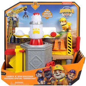 Paw Patrol Rubble & Crew Launch 'n' Spin Spaceship Playset With Rubble Figure